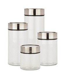Stainless Steel Lids and Fresh-Date Dials Kitchen Glass Jar Set, Set of 4