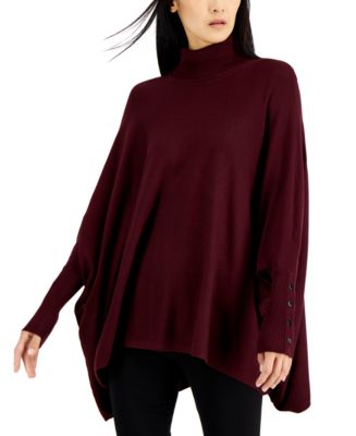 Women's burgundy kid cashmere turtleneck sweater