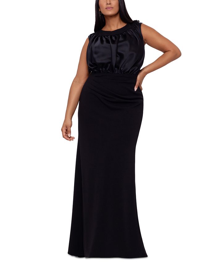 Betsy Adam Plus Size Satin Blouson Scuba Crepe Gown Macy s