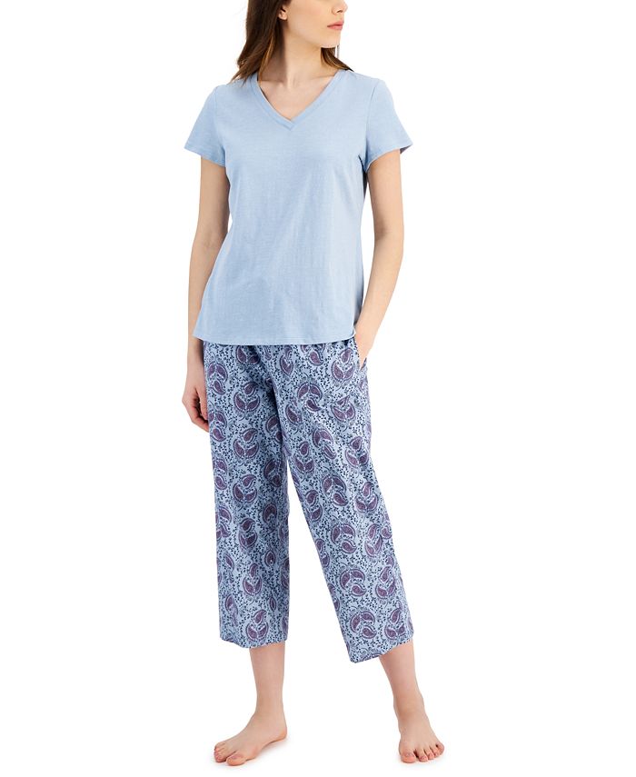 Charter Club Everyday Cotton V-Neck Pajama T-Shirt, Created for Macy's ...