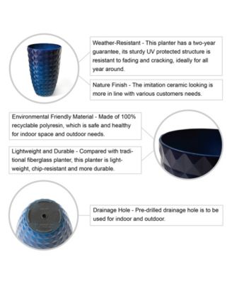 Oversized Faux Ceramic Textured Tall Pot Planter, Set of 2