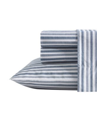 Coleridge Stripe Cotton Percale 4-Piece Sheet Set, Queen