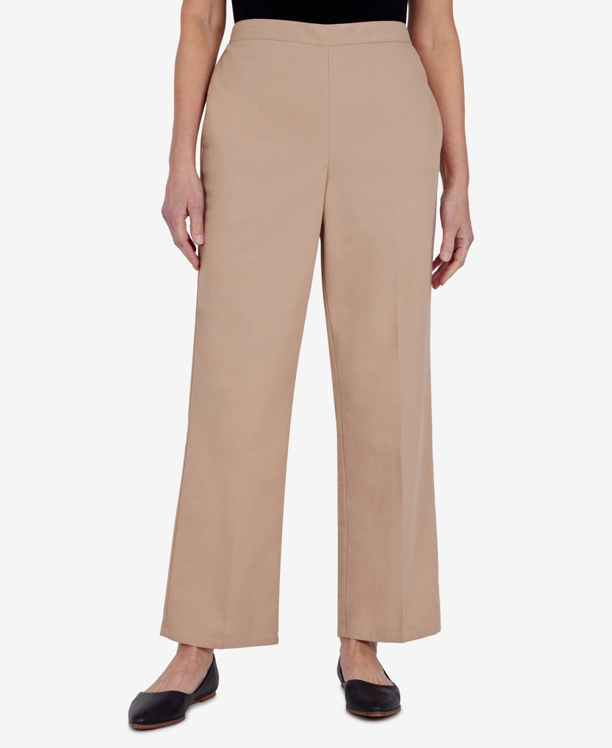 Alfred Dunner Second Nature Plus Size Pull-on Colored Straight Leg Pants In Raffia