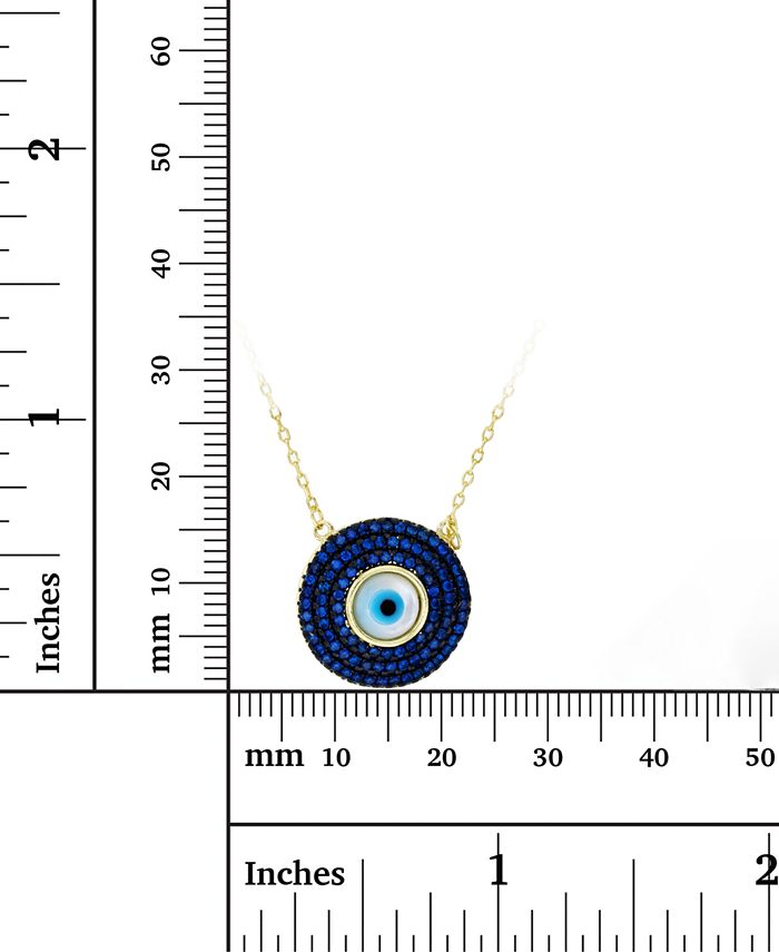 Macy's Cubic Zirconia & Enamel Evil Eye Pendant Necklace in 14k Gold