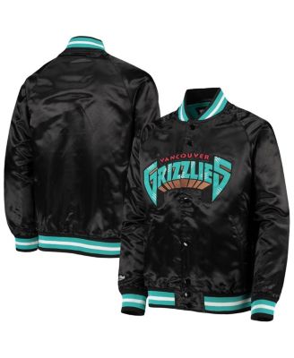 Big Boys Black Vancouver Grizzlies Hardwood Classics Satin Raglan Full-Snap Jacket