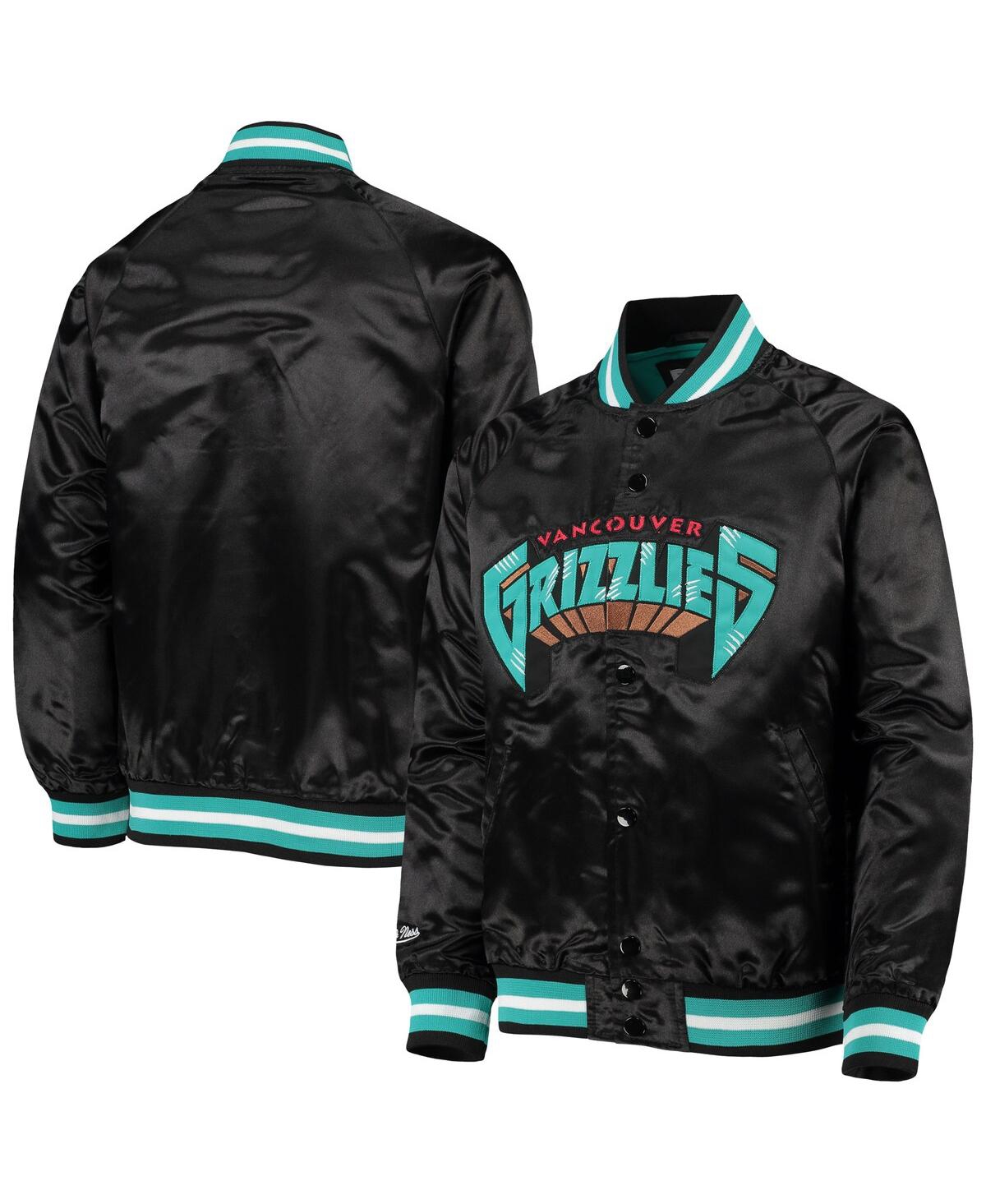 Mitchell & Ness Big Boys  Black Vancouver Grizzlies Hardwood Classics Satin Raglan Full-snap Jacket In Black