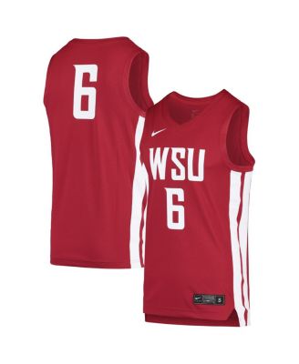 Men's #6 Crimson Washington State Cougars Replica Basketball Jersey