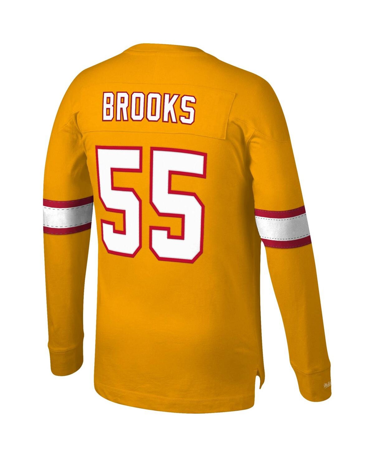 Men's Mitchell & Ness Derrick BrooksTampa Bay Buccaneers Throwback Retired Player Name and Number Long Sleeve Top - Orange