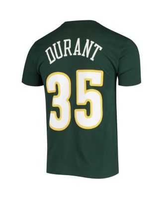 Men's Kevin Durant Green Seattle SuperSonics Hardwood Classics Stitch Name and Number T-shirt