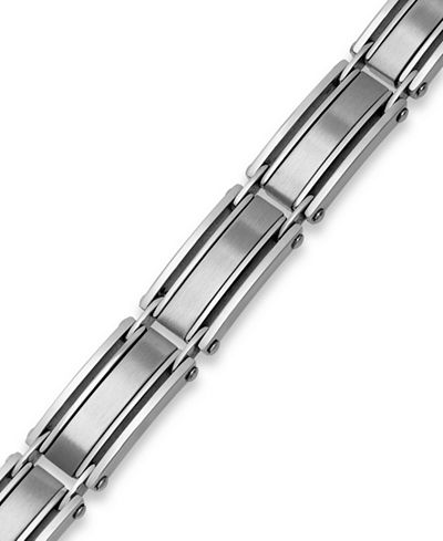 Sutton by Rhona Sutton Men's Stainless Steel Three-Row Link Bracelet