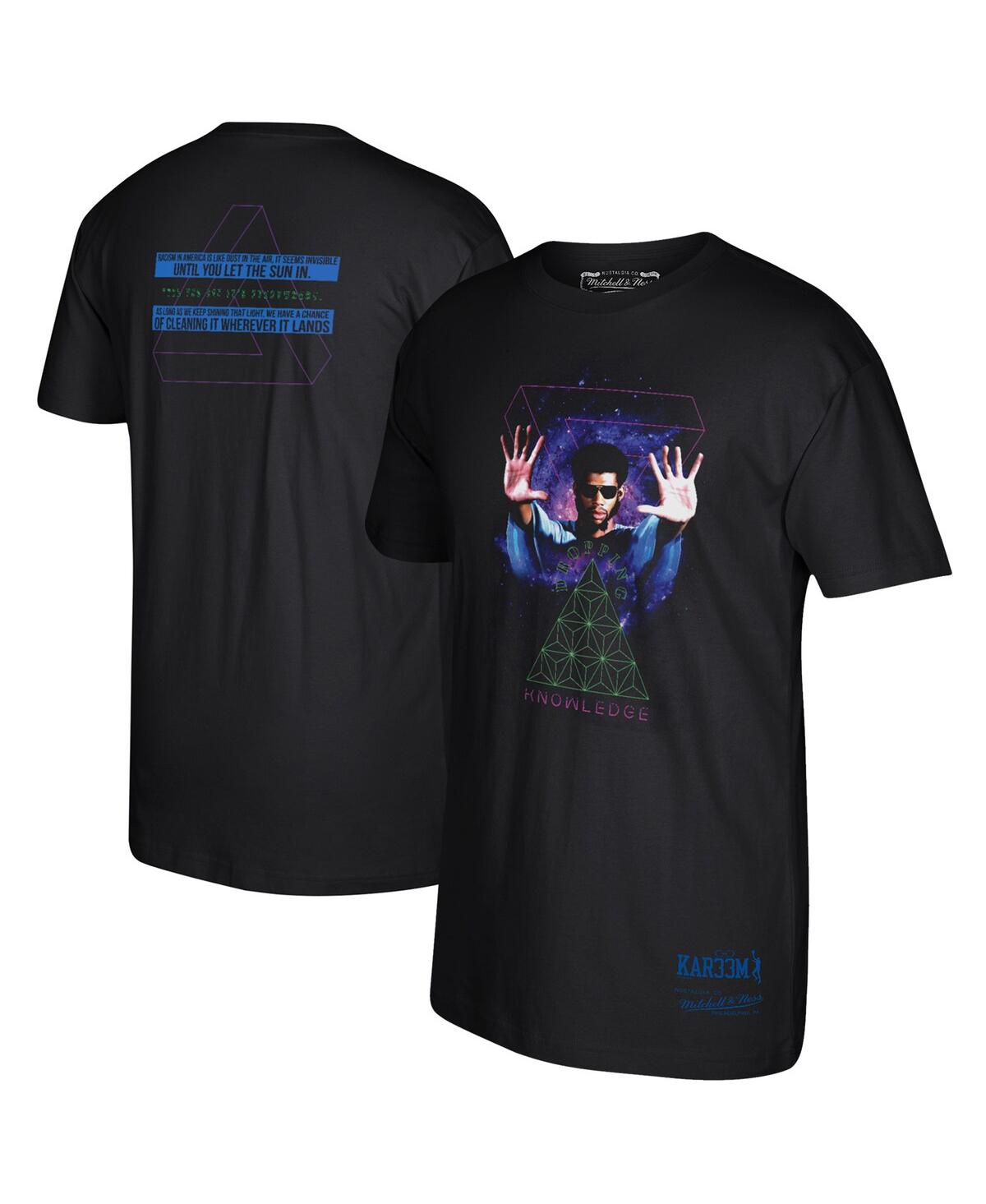 Mitchell & Ness Men's  Kareem Abdul-jabbar Black Social Justice Warrior Drop Knowledge T-shirt In Black