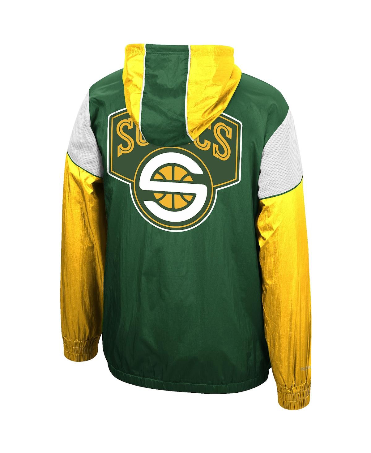 Mitchell & Ness Green/gold Seattle Supersonics Hardwood Classics Highlight Reel Windbreaker Hoodie H In Green,gold