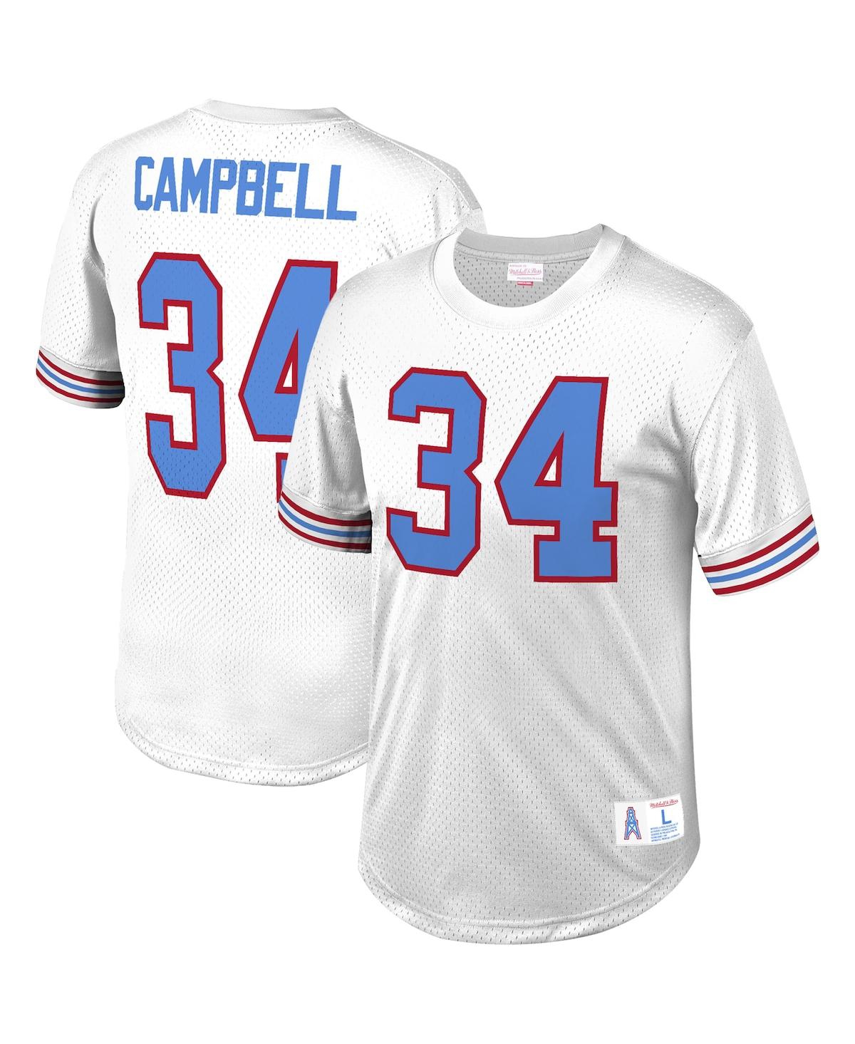 Mitchell & Ness Men's  Earl Campbell White Houston Oilers Retired Player Name And Number Mesh Top