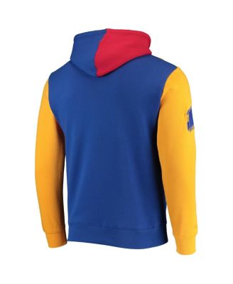 Men's Royal San Francisco Warriors Hardwood Classics 75th Anniversary Colorblock Pullover Hoodie