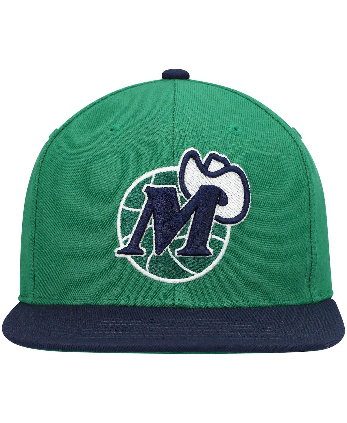 Mitchell & Ness Men's  Green, Navy Dallas Mavericks Hardwood Classics Team Two-tone 2.0 Snapback Hat In Green,navy