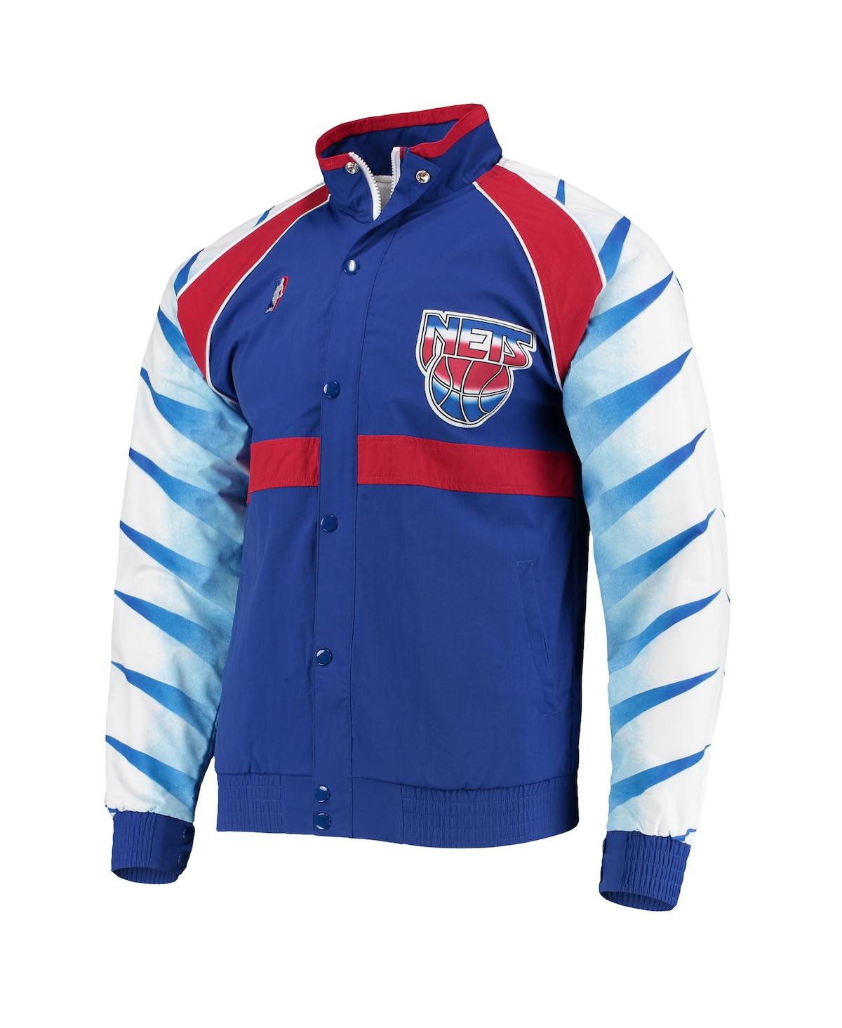 Mitchell & Ness Men's  Blue New Jersey Nets Hardwood Classics Authentic Warm-up Raglan Full-zip Jacke In Blue