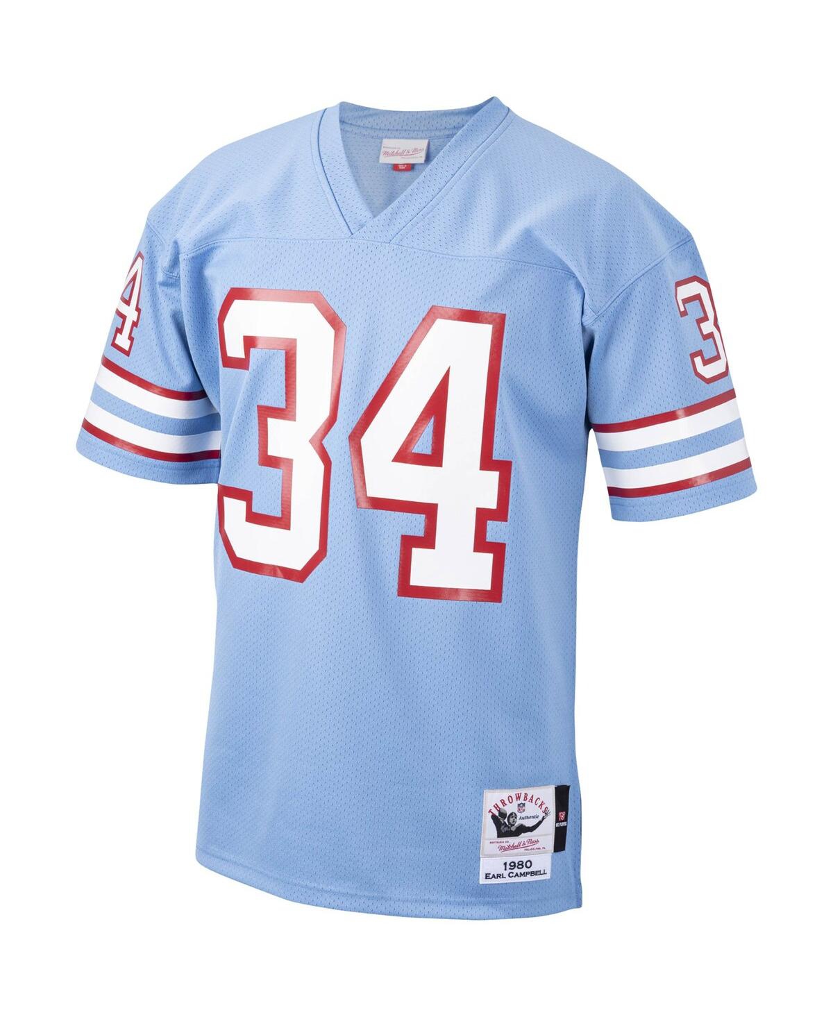 Men's Mitchell & Ness Earl CampbellHouston Oilers 1980 Authentic Throwback Retired Player Jersey - Light Blue