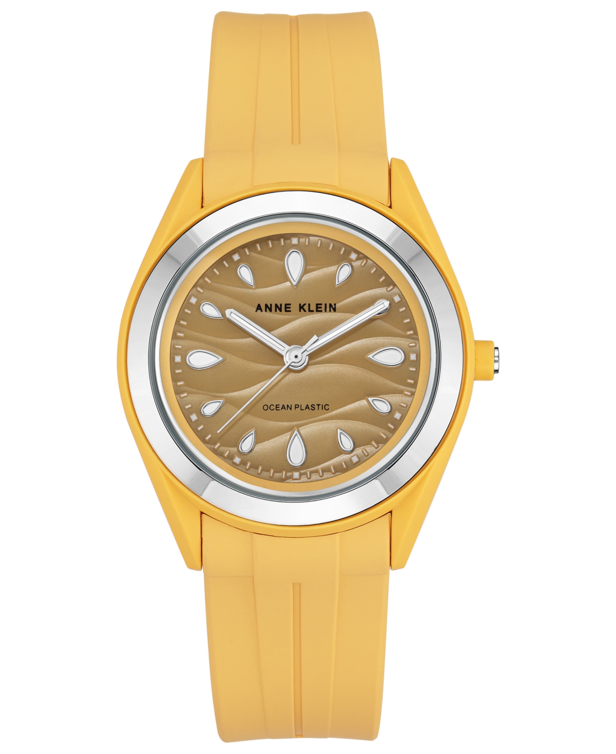 Anne Klein Women's Yellow Solar Ocean Work Plastic Metal Watch, 38.5mm