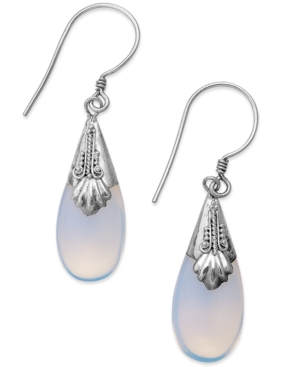 Jody Coyote Sterling Silver Earrings, Glass Teardrop