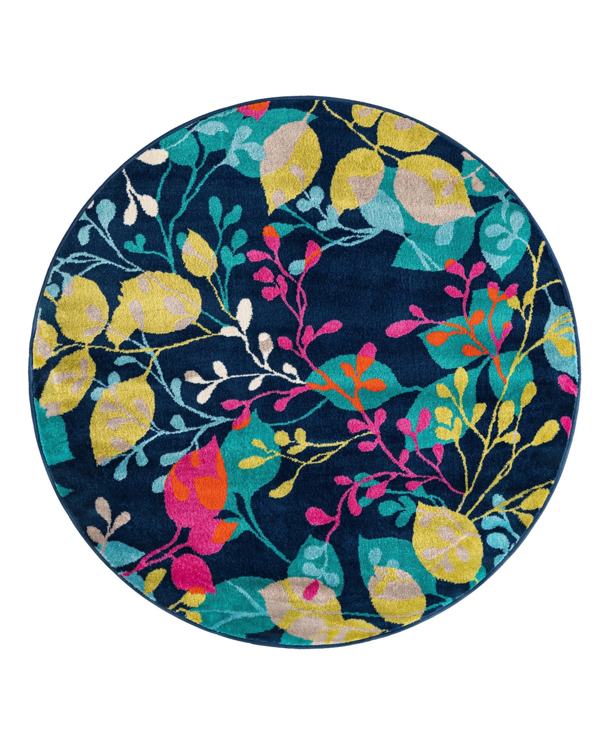 Bayshore Home Closeout!  Camelia Cam-06 5'3" X 5'3" Round Area Rug In Navy