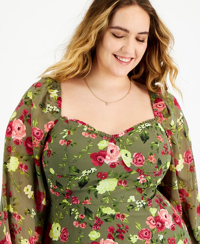 Bar III Plus Size Printed Bustier Maxi Dress, Created for Macy's