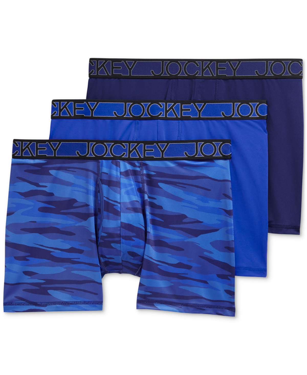 3-Pack Active Microfiber 5" Boxer Briefs - Majestic Blue/oceanic Camo/black