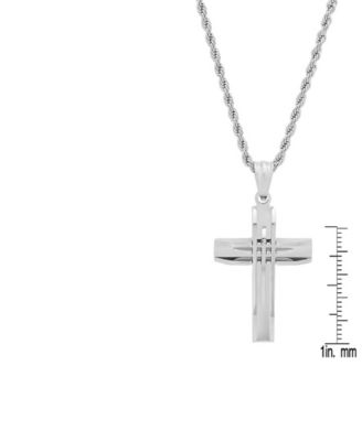 Stainless Steel Cut Accented Cross Pendant