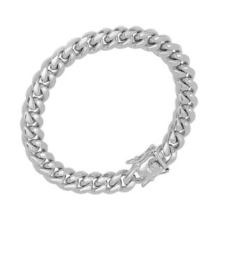 Men's Stainless Steel Miami Cuban Chain Link Style Bracelet with 10mm Box Clasp Bracelet