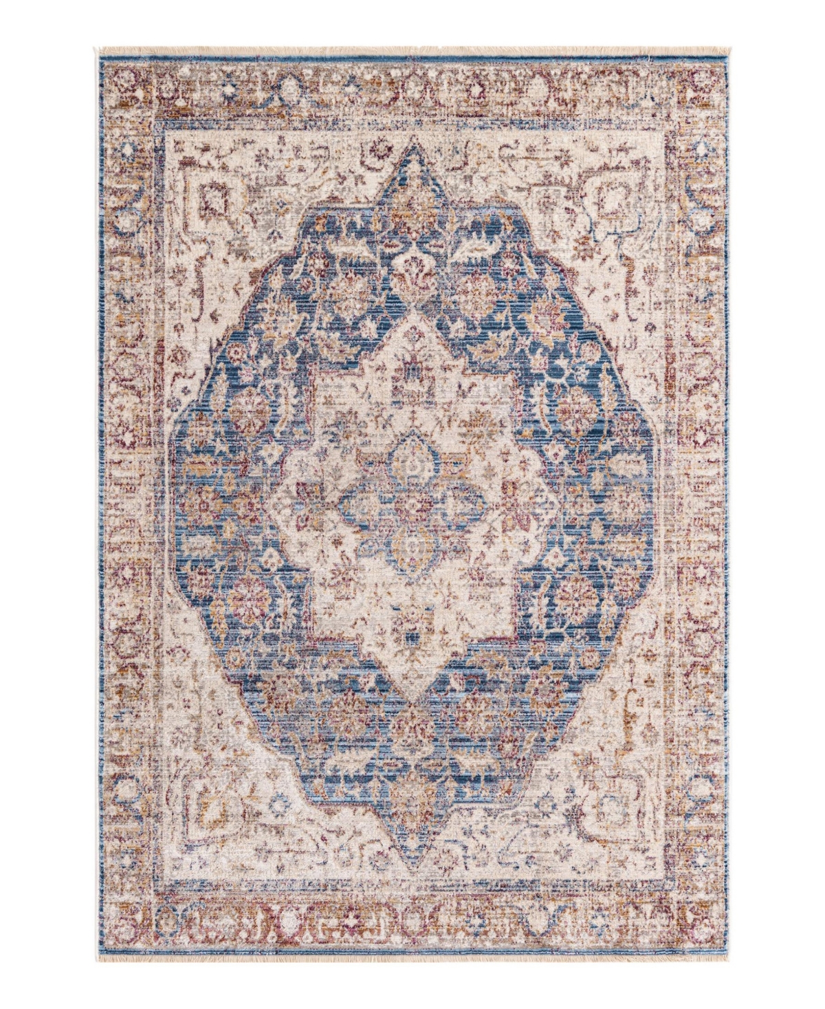 Bayshore Home Closeout!  High-low Pile Iyer Iye08 4' X 5'10" Area Rug In Blue,ivory