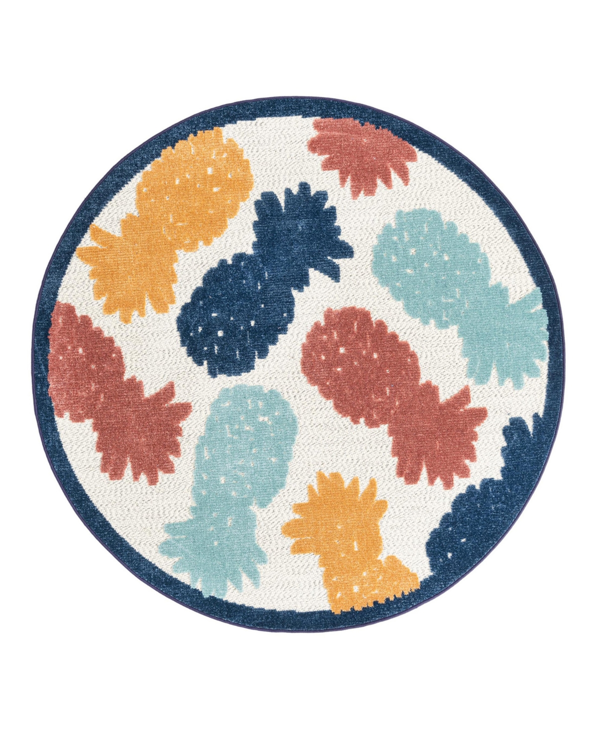 Bayshore Home Cayes Outdoor High-low Pile Cay-06 5'3" X 5'3" Round Area Rug In White