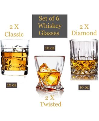 Multi Style Shot Whiskey Glasses, Set of 6