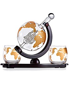 Colored Globe Decanter with Globe Glasses, Set of 4