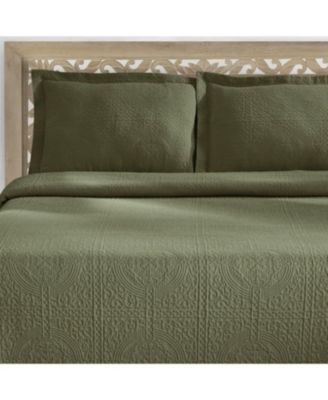 100% Cotton Fleur De Lis Medallion All-Season 2-Piece Coverlet Set, Twin