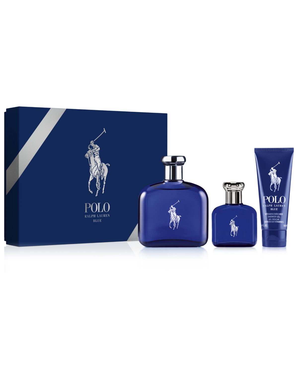 Ralph Lauren Men's 3-pc. Polo Blue Eau De Toilette Luxury Gift Set In White