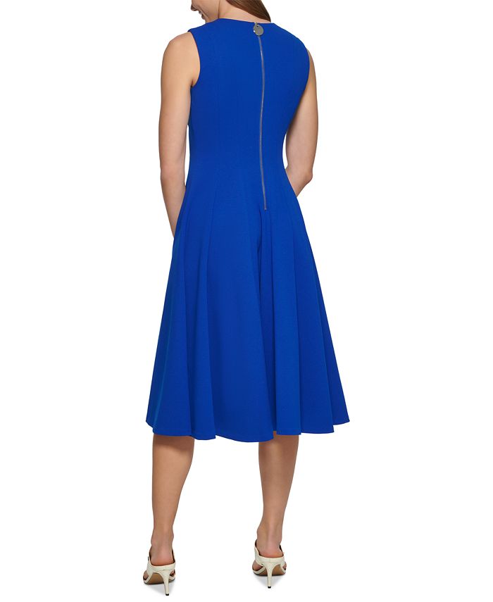 Pure White V-neck Fit&Flare Midi Dress