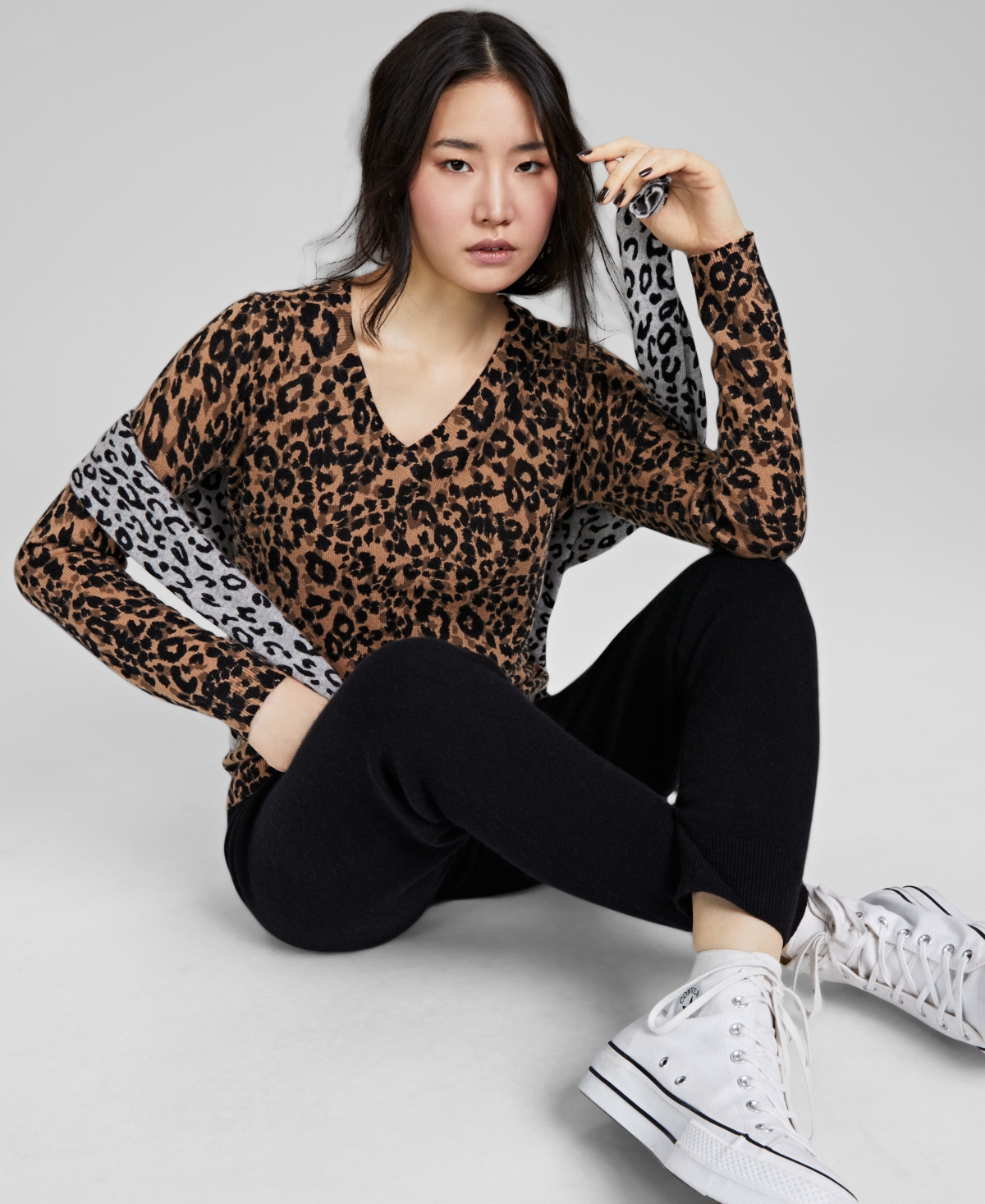 Charter Club Women's 100% Cashmere Cheetah-Print Sweater, Created for Macy's