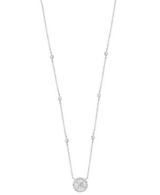 EFFY Collection - Diamond Multi-Cut Cluster 15" Pendant Necklace (1-1/10 ct. t.w.) in 14k White Gold