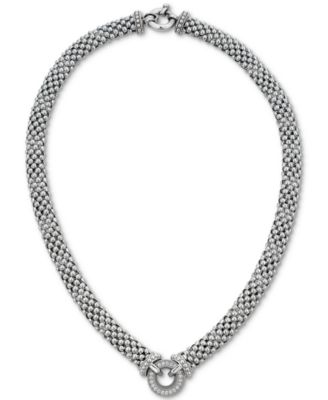 Diamond Circle Mesh 17" Statement Necklace (1/3 ct. t.w.) in Sterling Silver