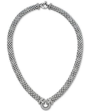 Macy's - Diamond Circle Mesh 17" Statement Necklace (1/3 ct. t.w.) in Sterling Silver