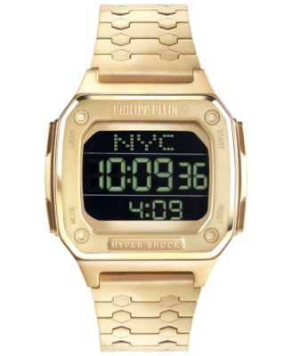 Philipp Plein - Men's Digital Hyper Shock Gold-Tone Stainless Steel Bracelet Watch 44mm