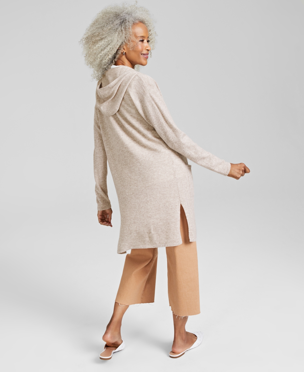 Charter Club Petite's 100% Cashmere Open-Front Hoodie, Created for Macy's