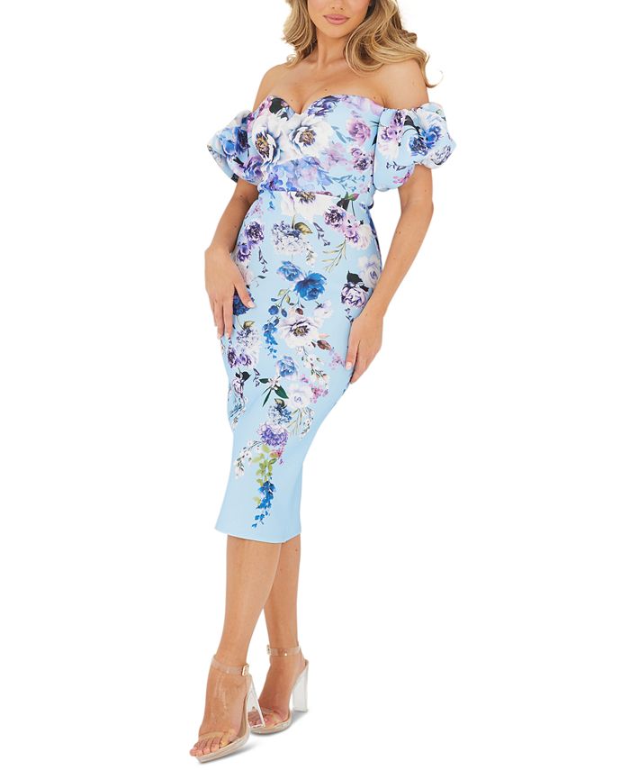 QUIZ Printed OffTheShoulder Scuba Dress Macy's