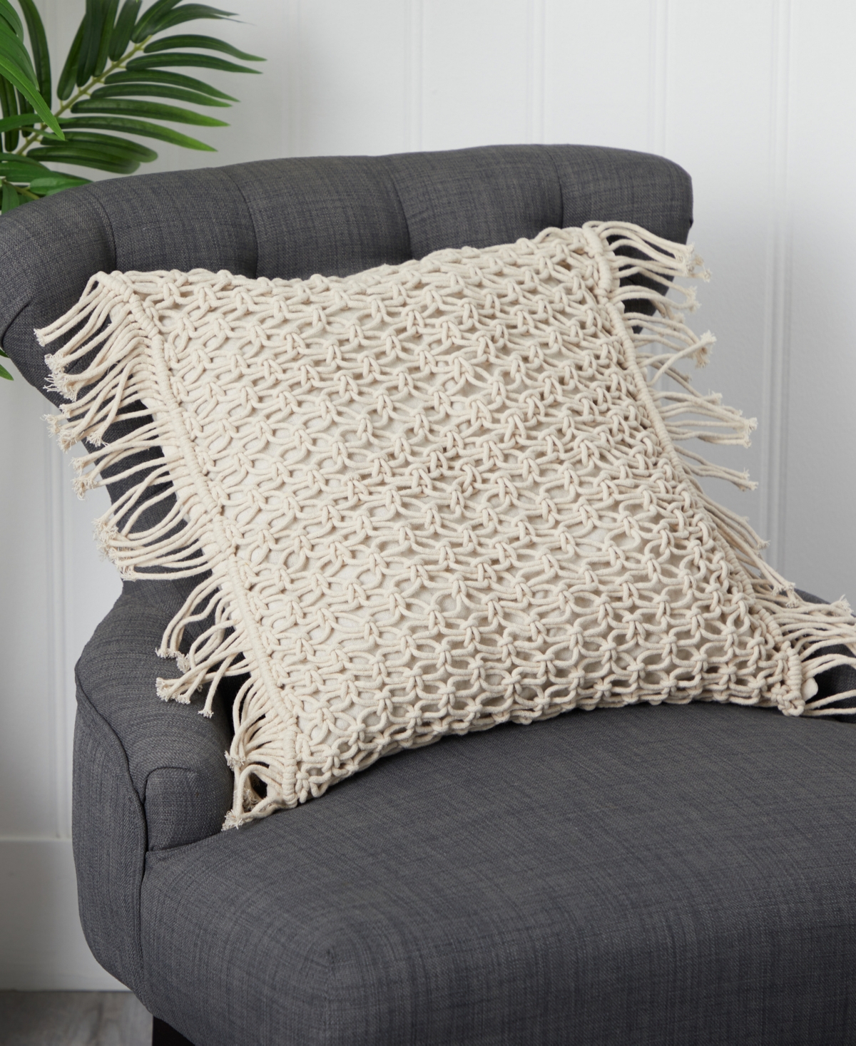 Boho Fringed Woven Macrame Decorative Pillow Cover,