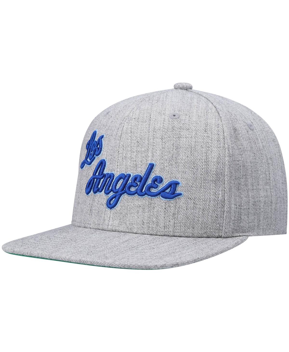Mitchell & Ness Men's  Heathered Gray Los Angeles Lakers Hardwood Classics Team 2.0 Snapback Hat In Heathered Gray