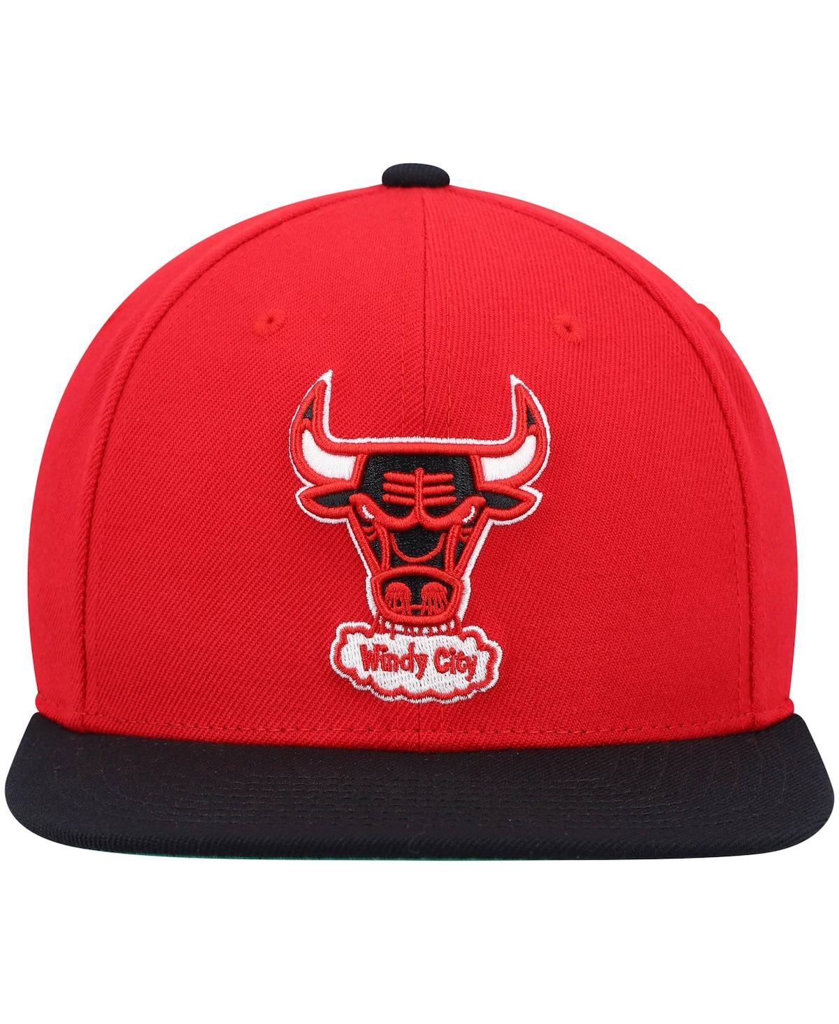 Mitchell & Ness Men's  Red And Black Chicago Bulls Hardwood Classics Team Two-tone 2.0 Snapback Hat In Red,black