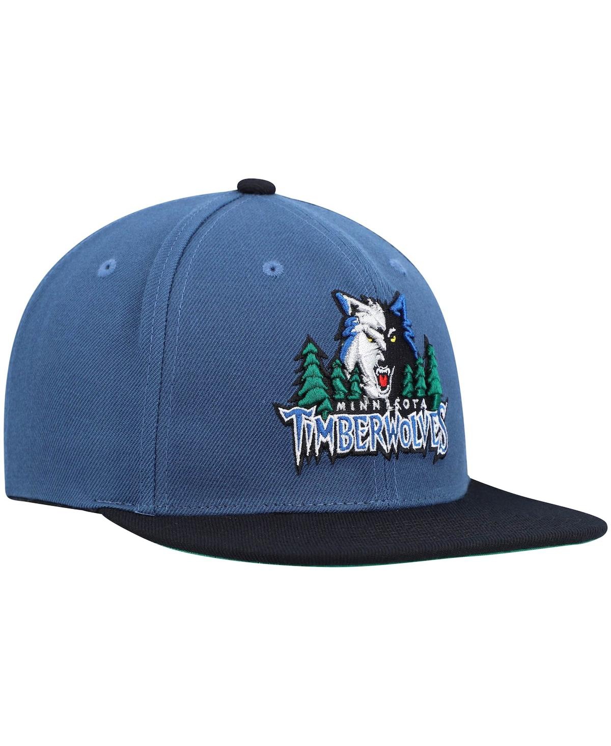 Shop Mitchell & Ness Men's  Blue And Black Minnesota Timberwolves Hardwood Classics Team Two-tone 2.0 Snap In Blue,black