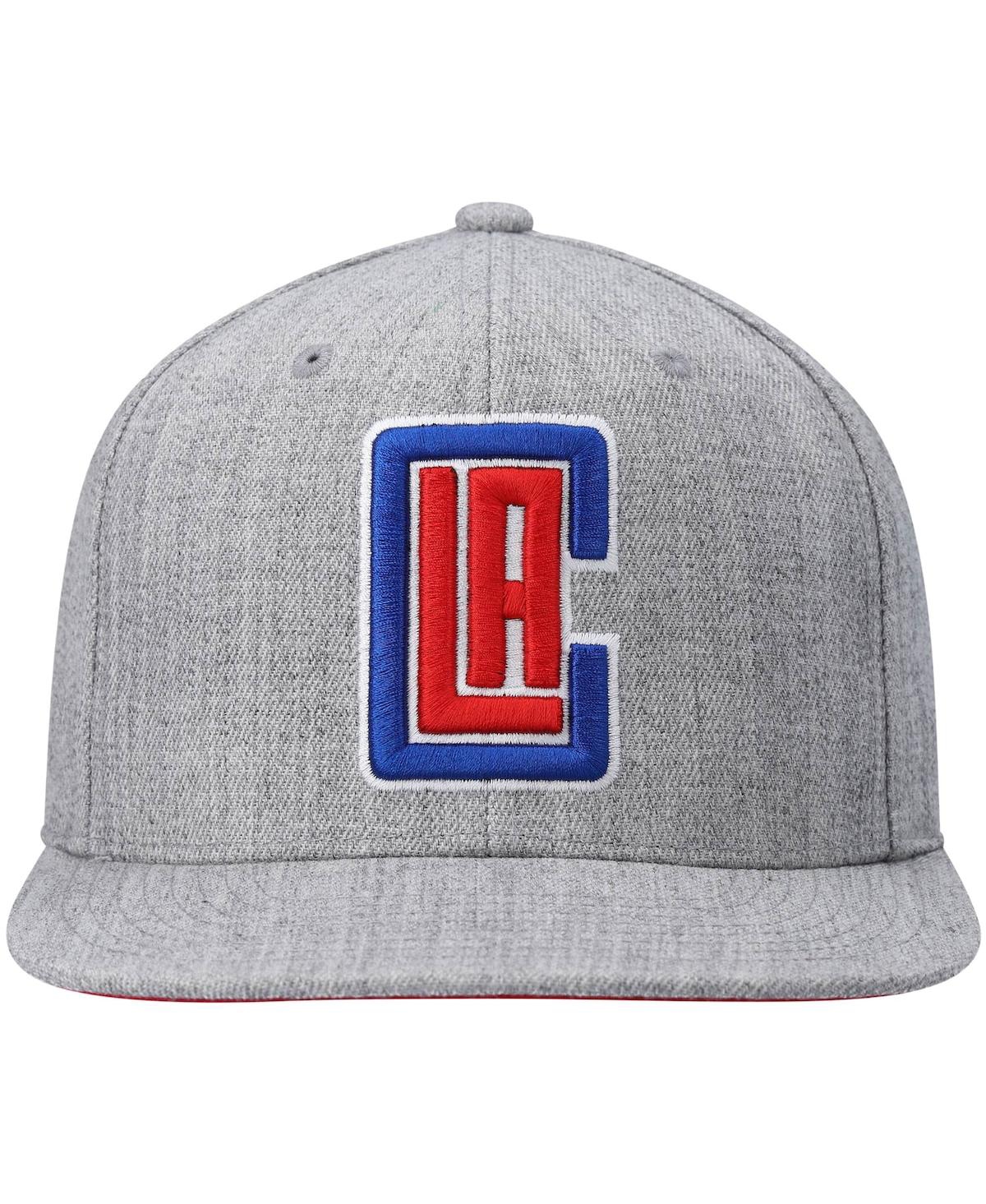 Mitchell & Ness Men's  Heather Gray La Clippers Redline Snapback Hat In Heathered Gray
