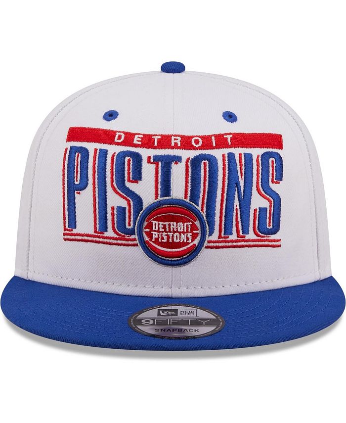 New Era Men's White, Blue Detroit Pistons Retro Title 9Fifty Snapback
