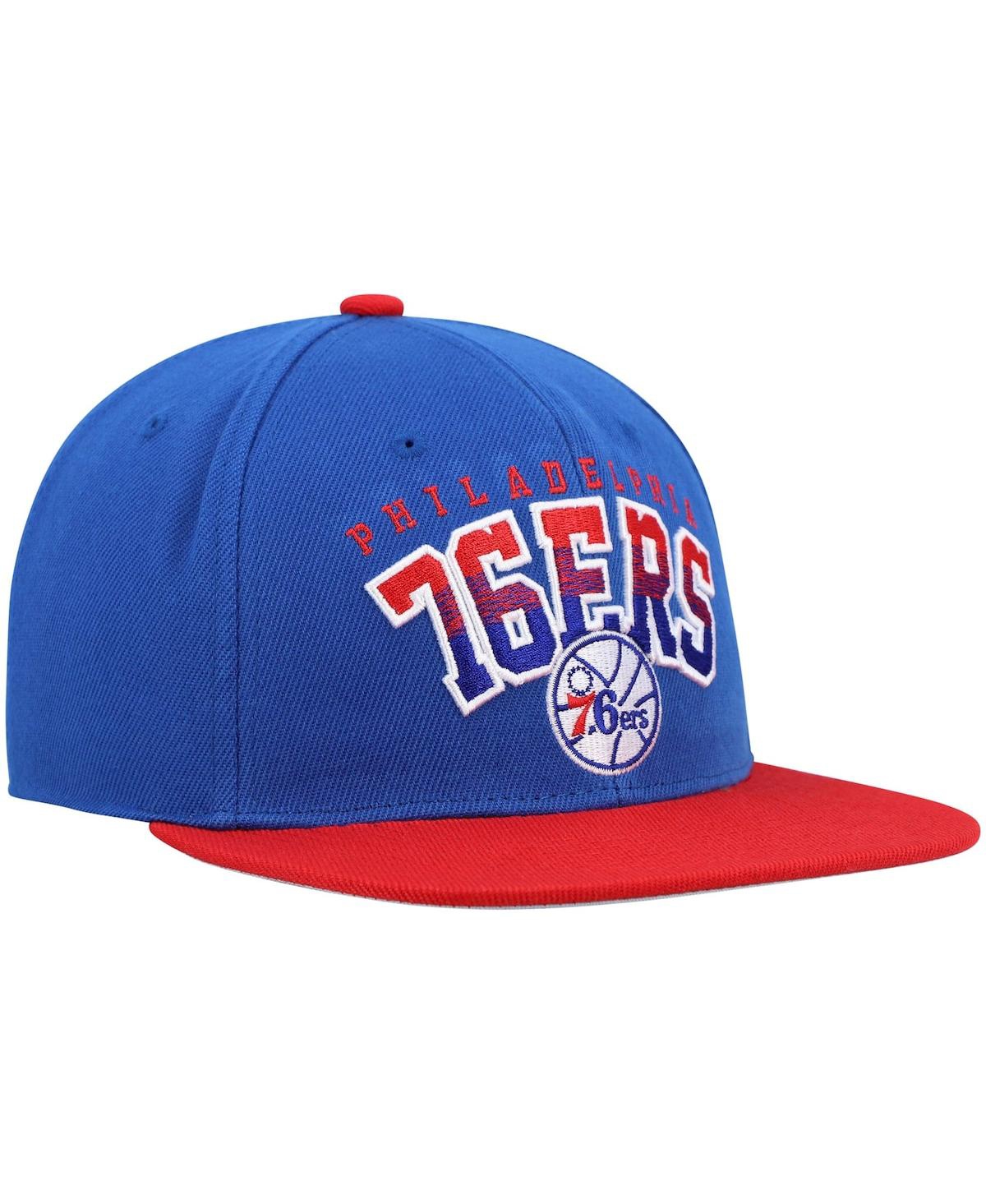 Mitchell & Ness Men's  Royal And Red Philadelphia 76ers Hardwood Classics Gradient Wordmark Snapback In Royal,red
