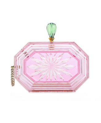 Women's Perfume Bottle Clear Flower Cut Acrylic Clutch